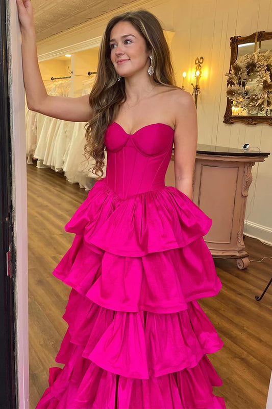 Sweetheart Pink strapless strapless strapless corset, cake skirt, ball dress