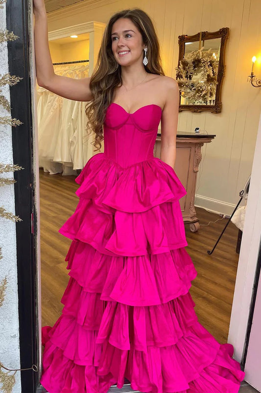 Sweetheart Pink strapless strapless strapless corset, cake skirt, ball dress