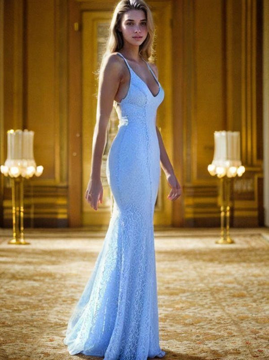 Deep V-thin suspender neck hanging mermaid dress