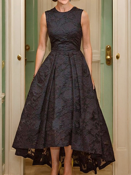 A-Line/Princess Lace Ruffles Scoop Sleeveless Asymmetrical Mother of the Bride Dresses