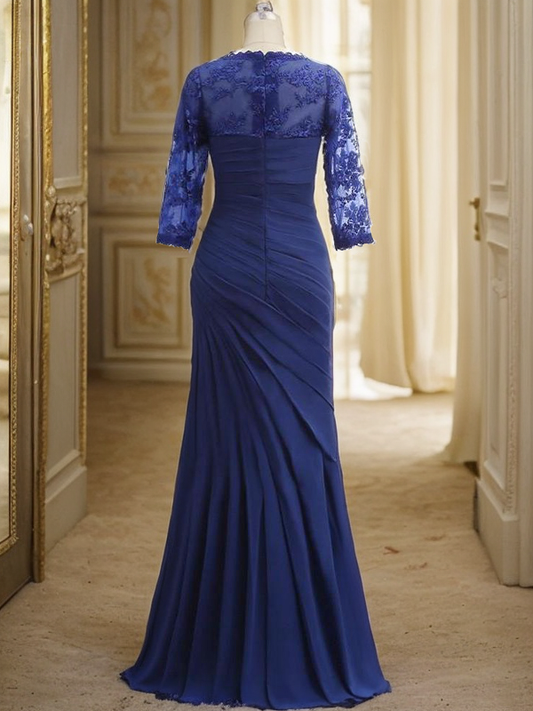 Trumpet/Mermaid Chiffon Lace Sweetheart 3/4 Sleeves Floor-Length Mother of the Bride Dresses