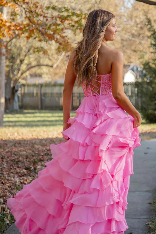Strapless strapless strapless tight fishbone corset ball dress with slit