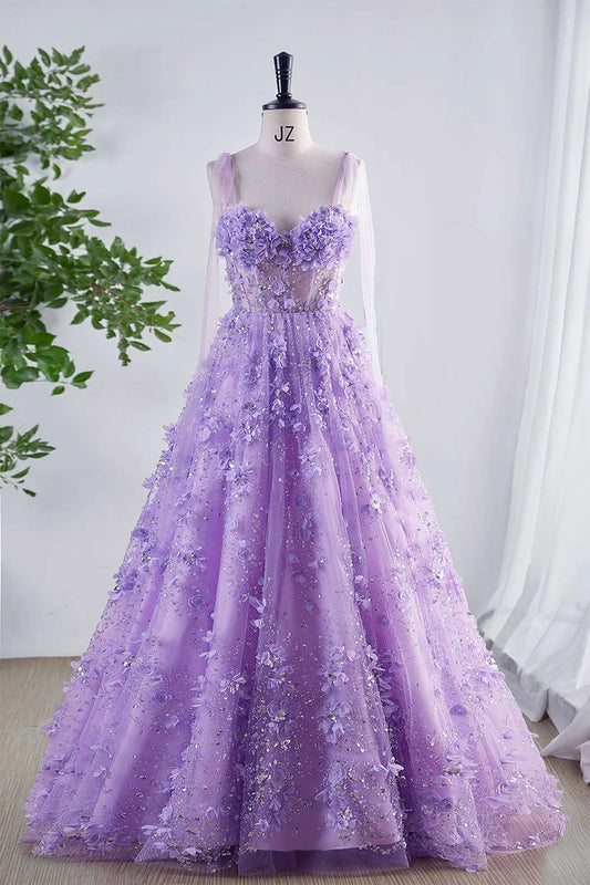 Shining Lilac Ball Dress with Deep V Stickers