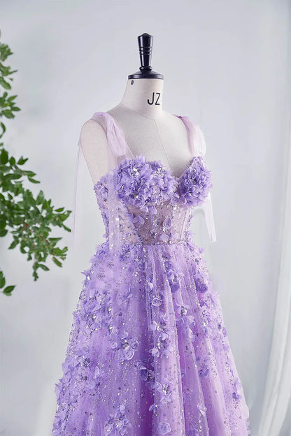 Shining Lilac Ball Dress with Deep V Stickers