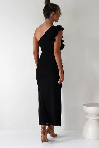 One shoulder camisole tight open waist dress