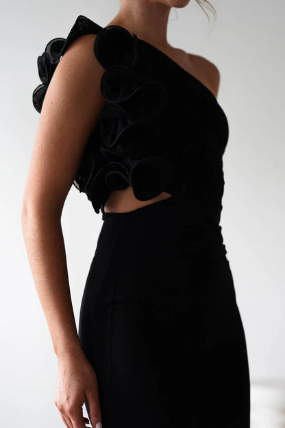 One shoulder camisole tight open waist dress
