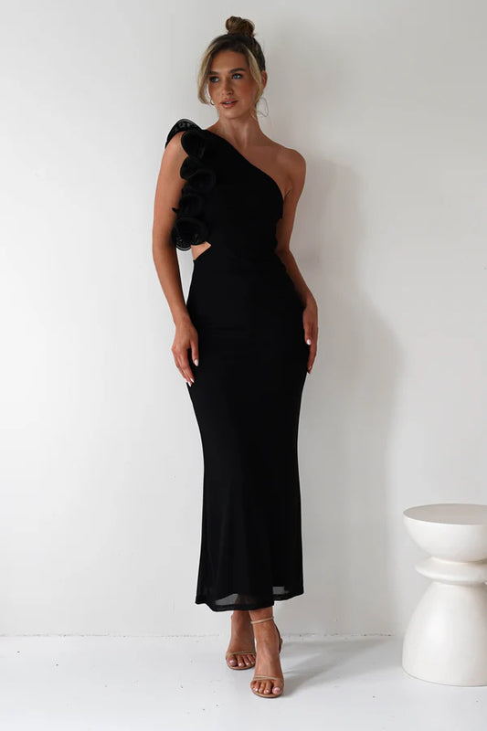 One shoulder camisole tight open waist dress