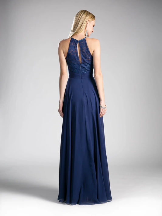 Round neck sleeveless lace tight and floor length skirt
